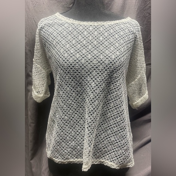 NWT Notations Fishnet Sequin top sz S - Picture 1 of 2